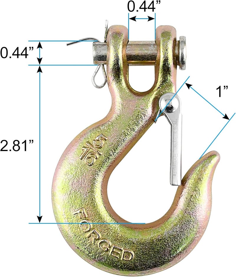 Robbor 5/16 Chain Hook with Safety Latch Heavy Duty Clevis Slip Hook Grade 70 Forged Steel 14,000 Lbs Capacity Safety Latch Hook Working with Towing and Chain - Image 4